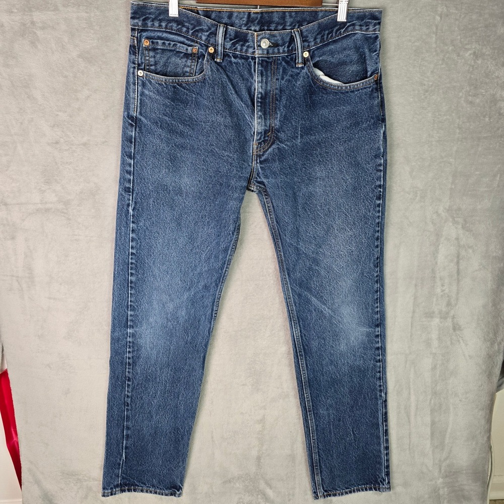 Y2K Levis 505 Regular Fit Straight Leg Mens Jeans Medium‎ Wash Blue 36x36 Denim
